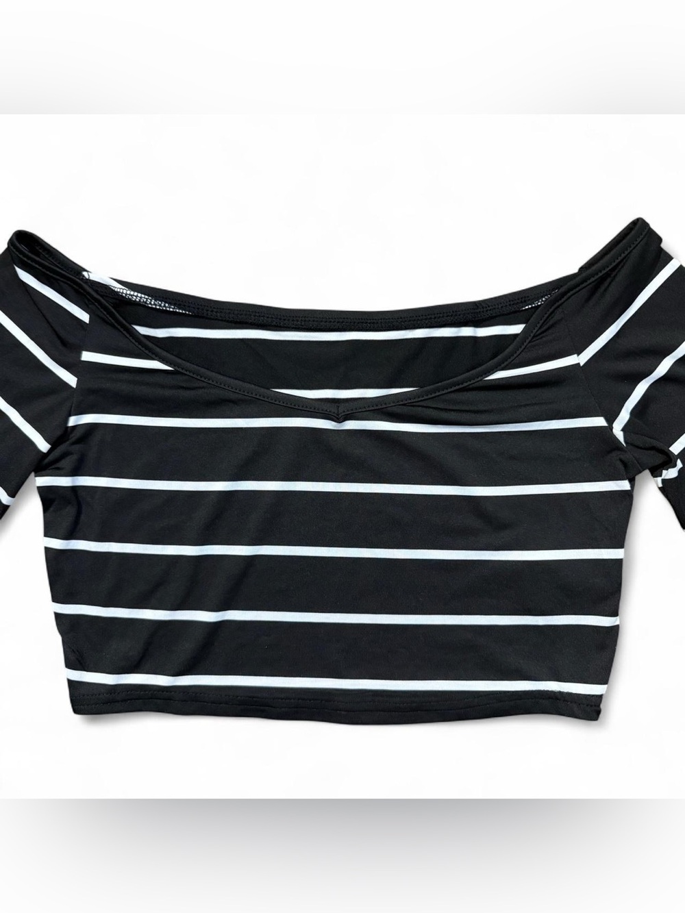 SHEIN Striped Off Shoulder Crop Top Size M
